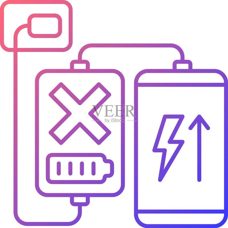 充电宝渐变线性图标图标素材