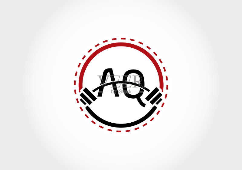 AQ字母与杠铃健身标志图标素材