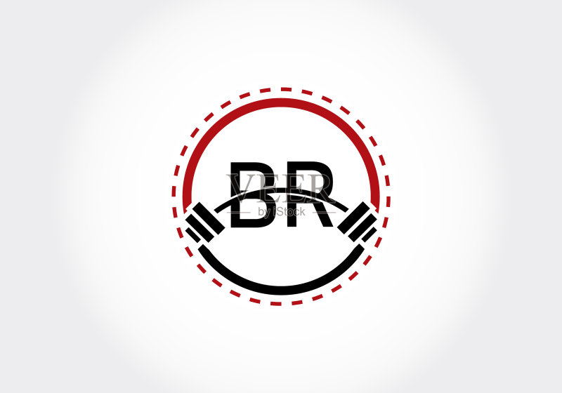 BR字母杠铃健身logo图标素材