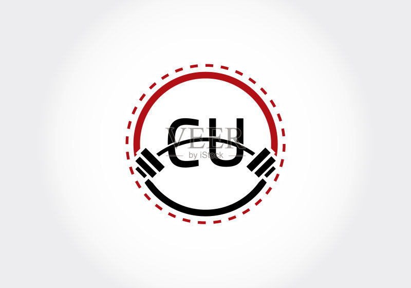 CU字母哑铃健身标志设计图标素材