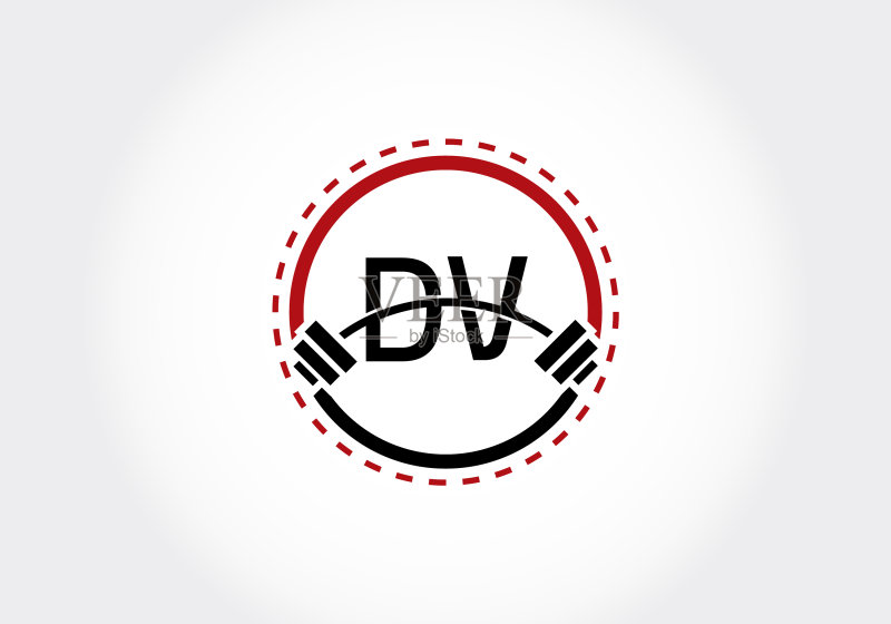 DV字母哑铃举重运动logo图标素材