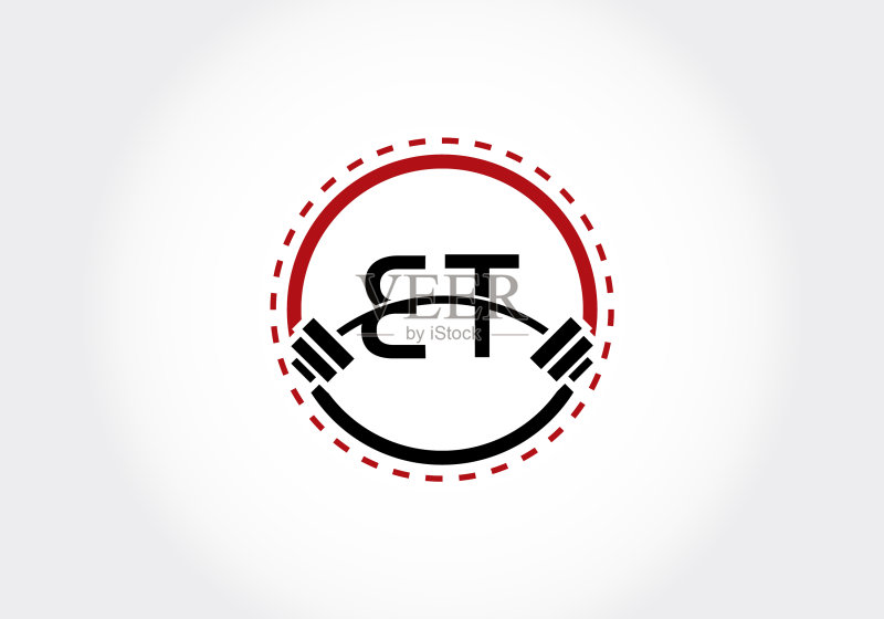 ET字母与杠铃举重图标素材