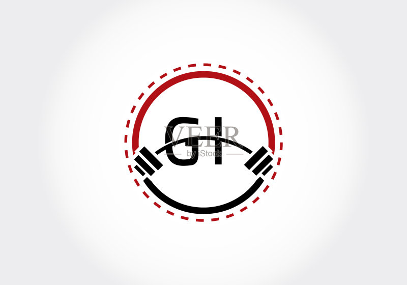 首字母GI杠铃健身组合标志设计图标素材