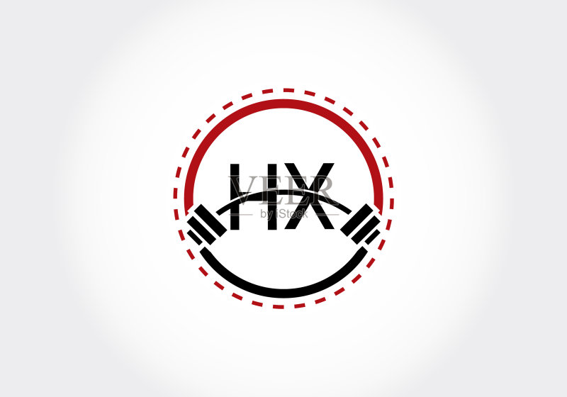 举重杠铃字母HX标志图标素材