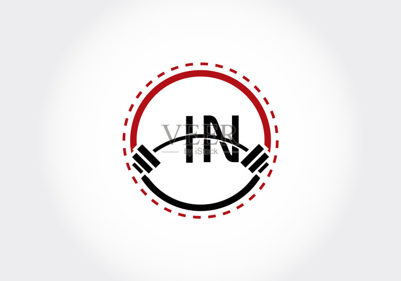 字母I、N与杠铃健身logo图标素材