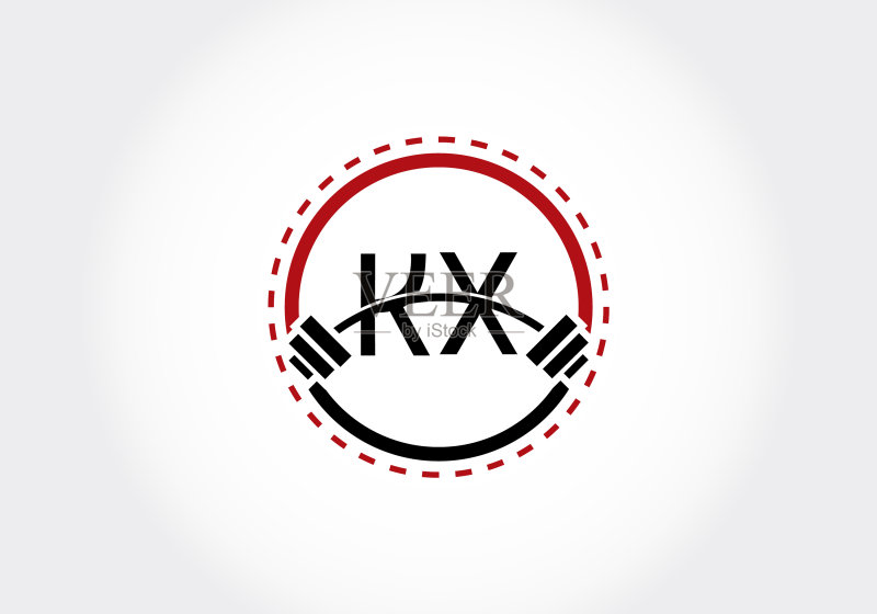KX字母logo 杠铃健身设计图标素材