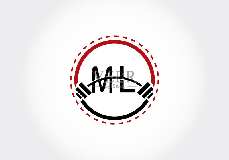 ML字母哑铃健身标志设计图标素材
