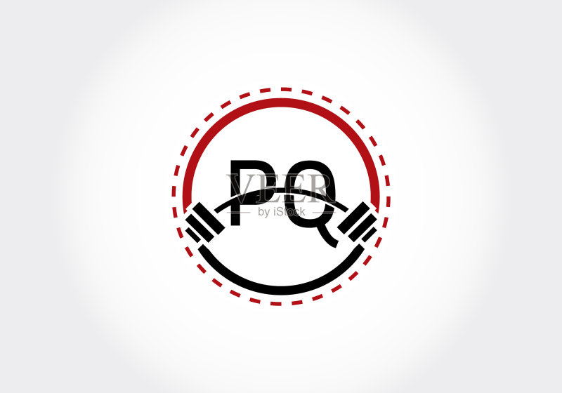 字母PQ杠铃健身设计图标素材