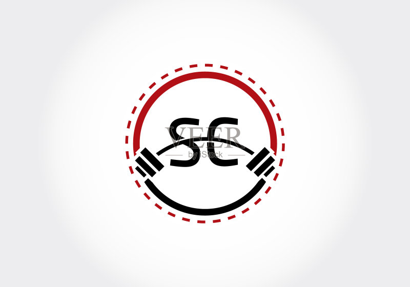 SC字母与杠铃图标素材