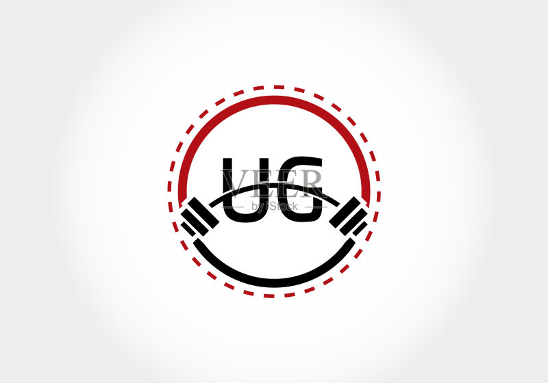 首字母UG字母杠铃图标素材