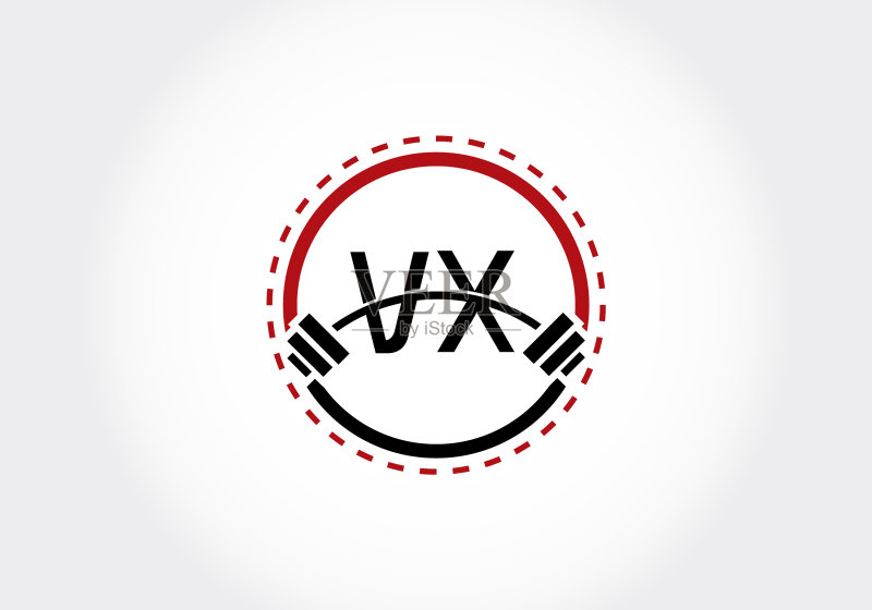VX字母与杠铃健身标志图标素材