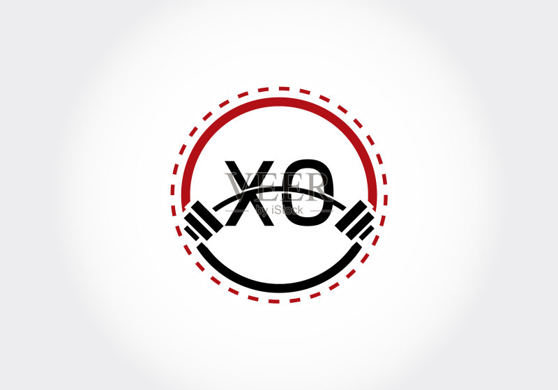 XO字母与杠铃logo设计图标素材