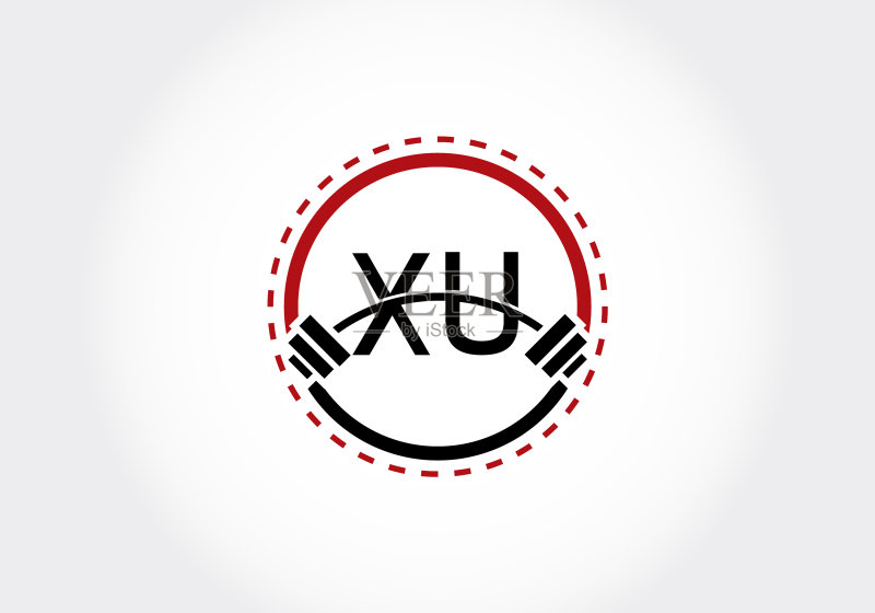 字母XU杠铃logo设计图标素材