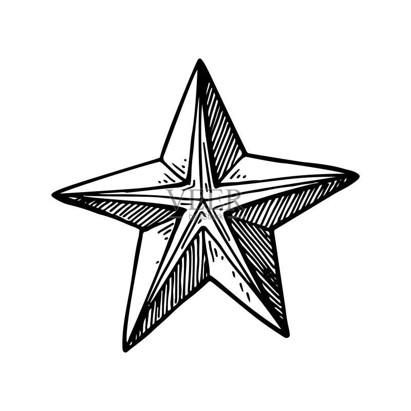 手绘素描风格星星图标素材