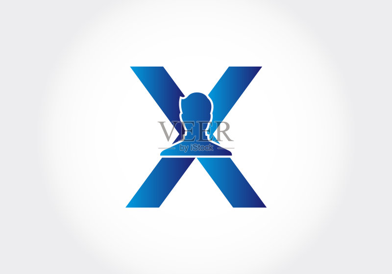X字母与男性头像图标素材