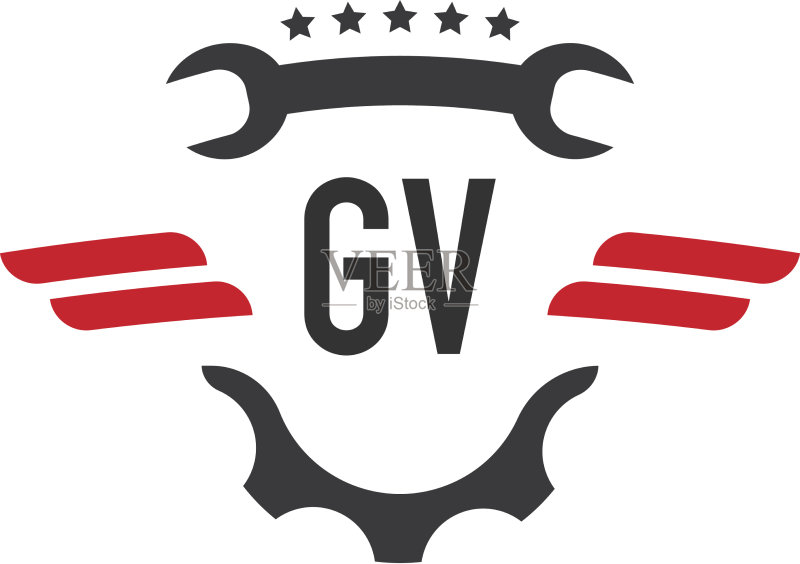 字母GV汽车维修标志设计图标素材