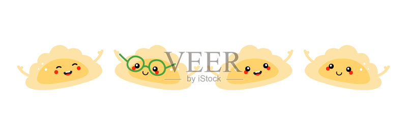 波兰饺子卡通人物合集图标素材