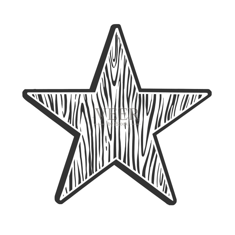 木纹星星线条艺术草图图标素材