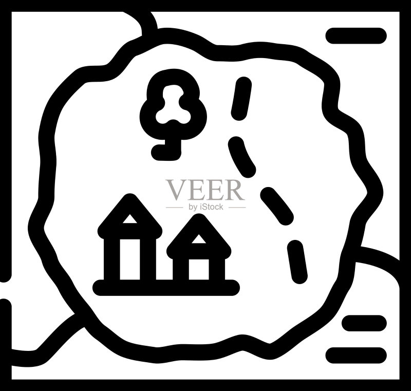 复古地图童话故事线性图标图标素材