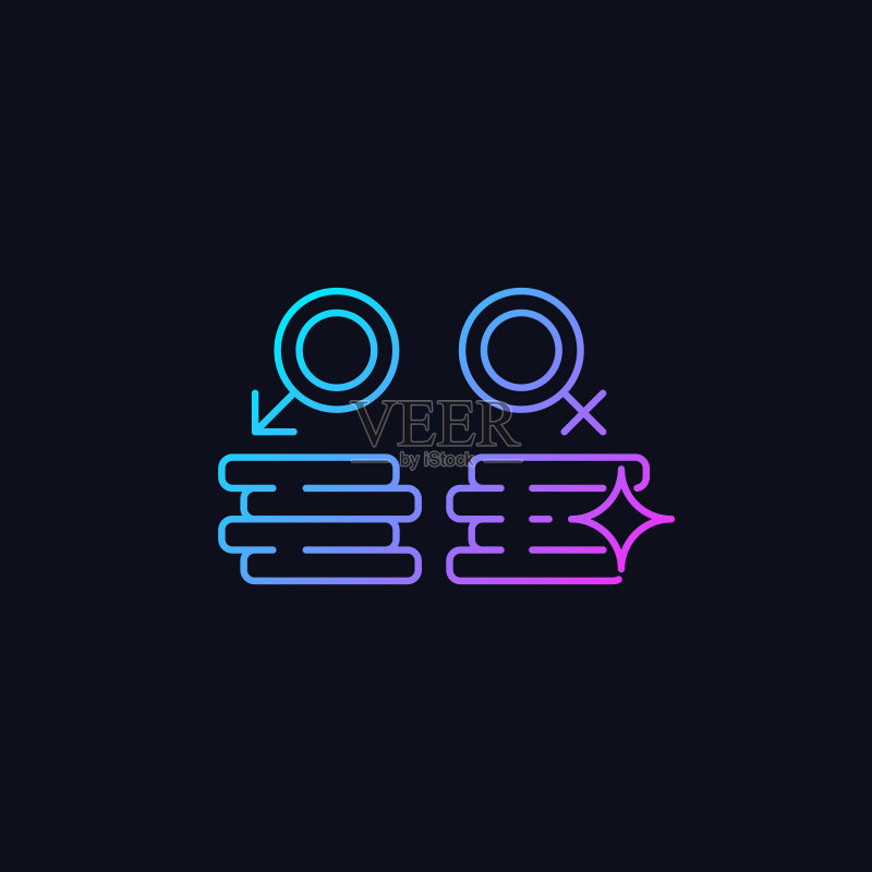 深色主题的工作场所性别平等渐变矢量图标图标素材