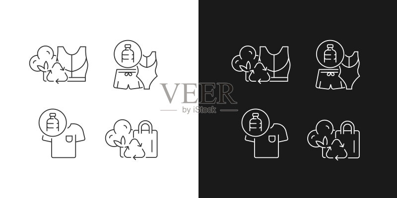 减少对环境影响的线性图标集,适用深色和浅色模式图标素材