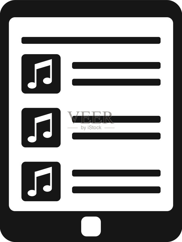 平板播放列表图标,简易歌曲列表APP图标素材