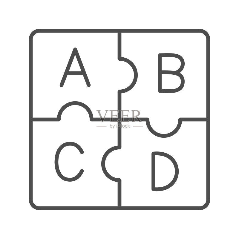 字母abc拼图字母细线图标矢量素材图标素材