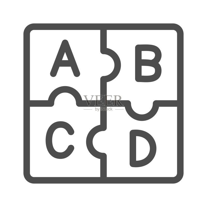 字母abc拼图字母线性图标矢量素材图标素材