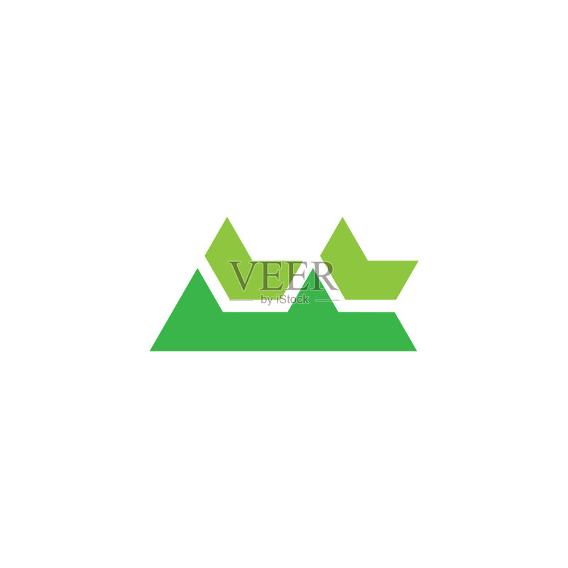 三角形绿色山峰箭头字母M简约设计图标素材
