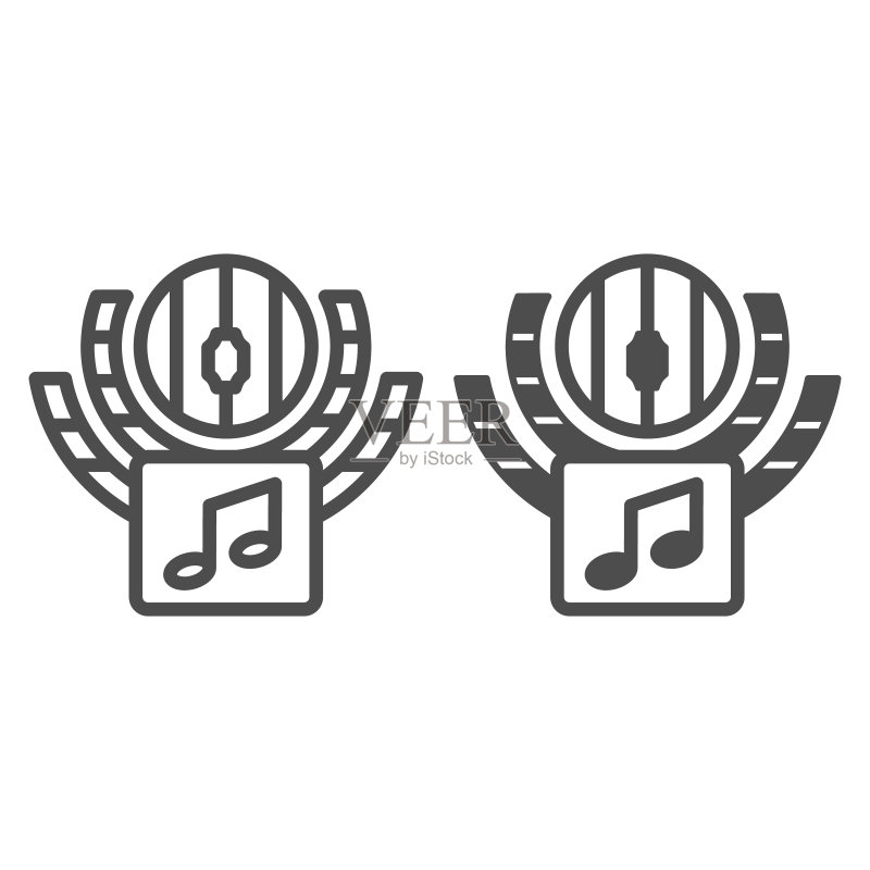 音量线和跳动音符线性图标图标素材
