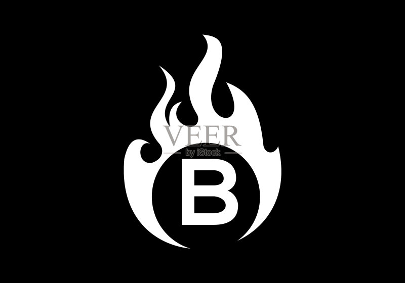 黑色首字母B字母组合与火焰标志图标素材