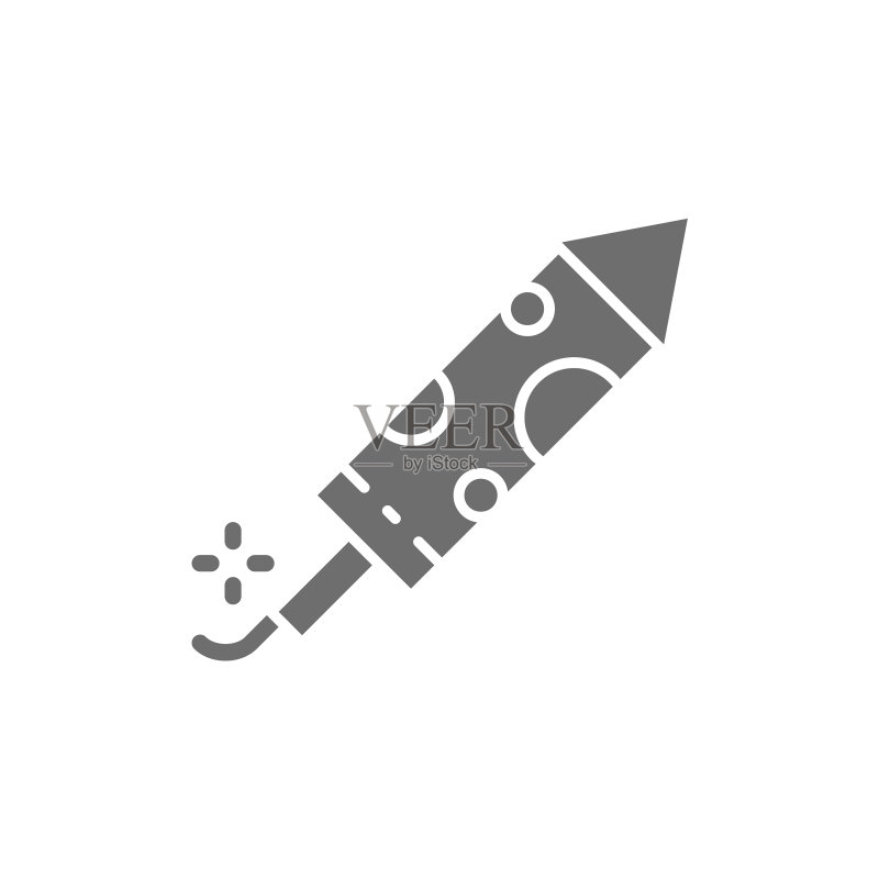 鞭炮火箭灰色孤立图标图标素材