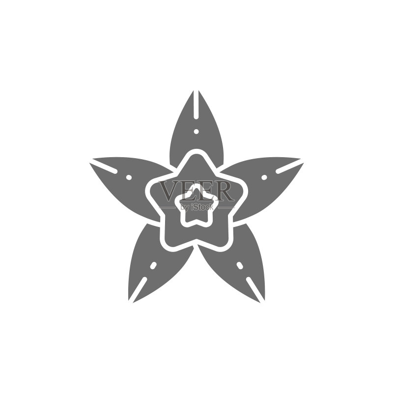 香草八角灰色图标(白色背景)图标素材