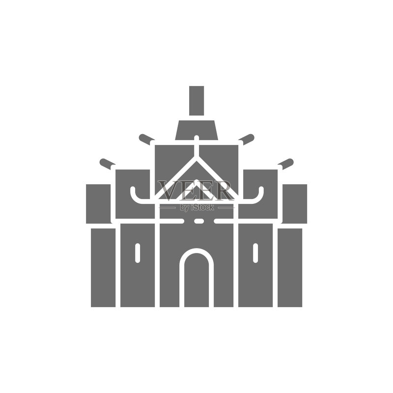 泰国曼谷大皇宫灰色图标图标素材