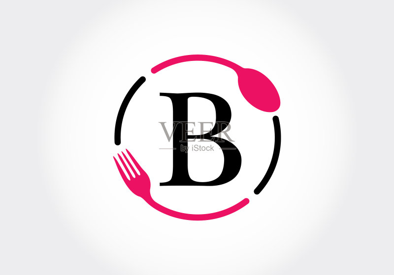 带叉勺的B字母logo图标素材