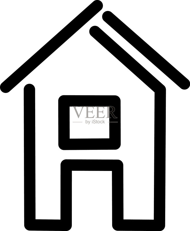 白色背景上门上方有窗户的房屋图标图标素材