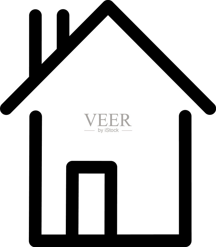 白色背景上的小门房屋图标图标素材