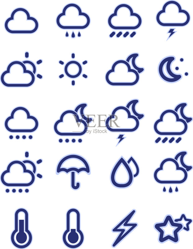 白色背景上的天气预报图标图标素材