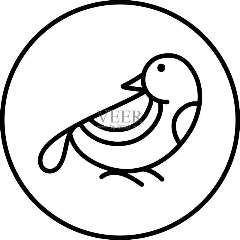 白色背景上的小海雀鸟图标素材