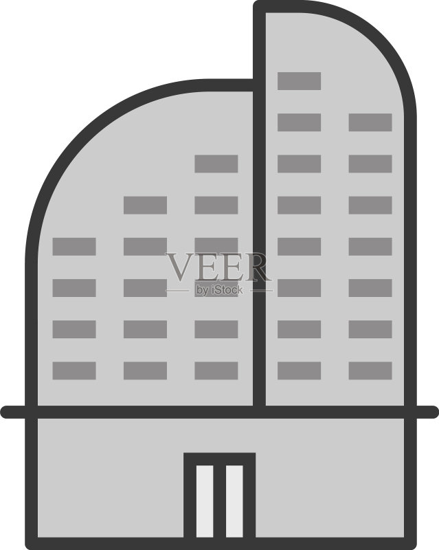 白色背景上的灰色法院建筑图标素材