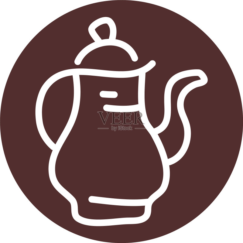 白色背景上的复古茶壶图标素材