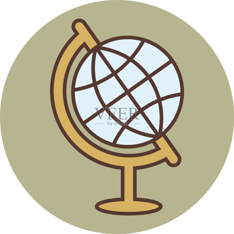 白色背景上的学校地球仪图标素材