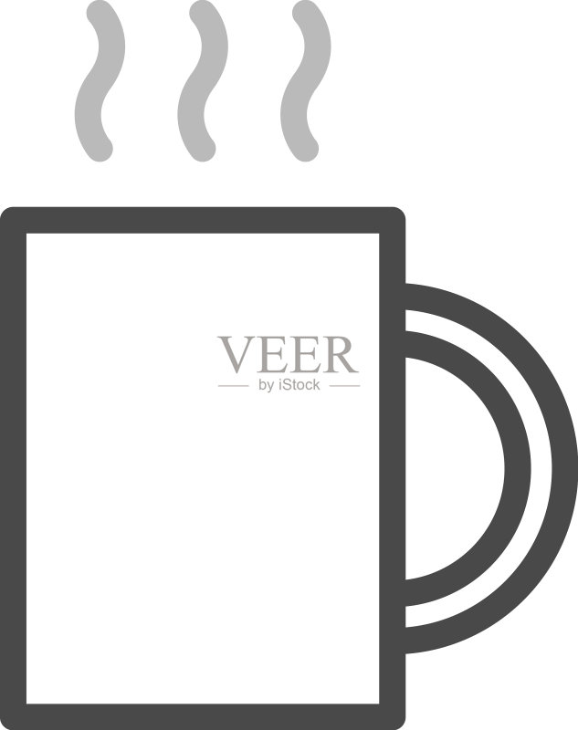 白色背景上的办公马克杯图标素材