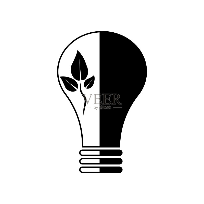 黑色环保灯泡图标,节能电力符号图标素材