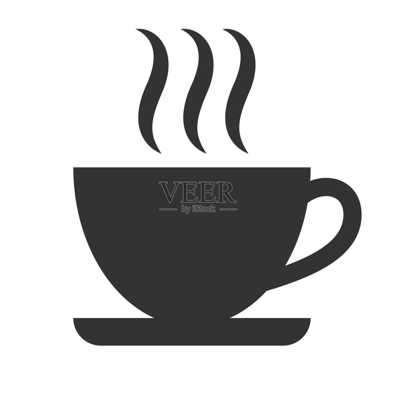 咖啡杯矢量图标。餐厅、咖啡馆、酒店菜单的标志。外卖概念。图标素材