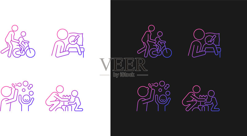 深色背景下的良好育儿渐变图标图标素材