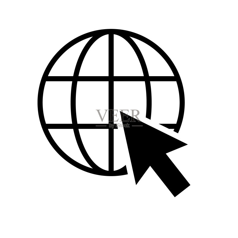 环球网网址标志,互联网地图图标,网站地址地球扁平轮廓符号图标素材