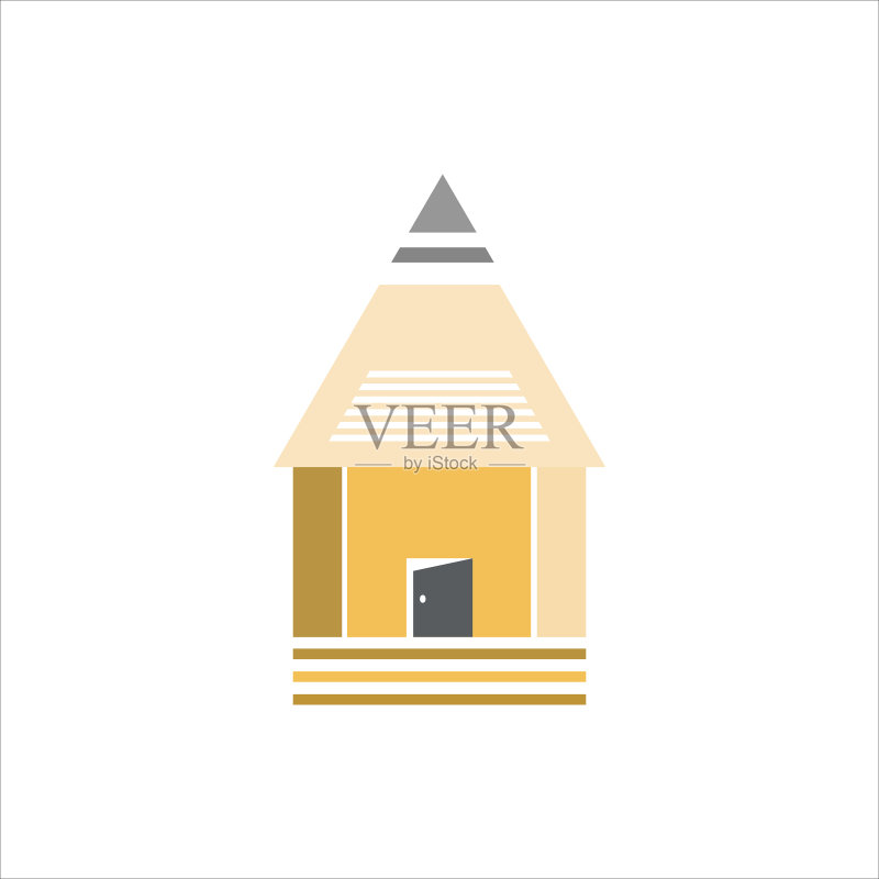 铅笔房子Logo设计图标素材