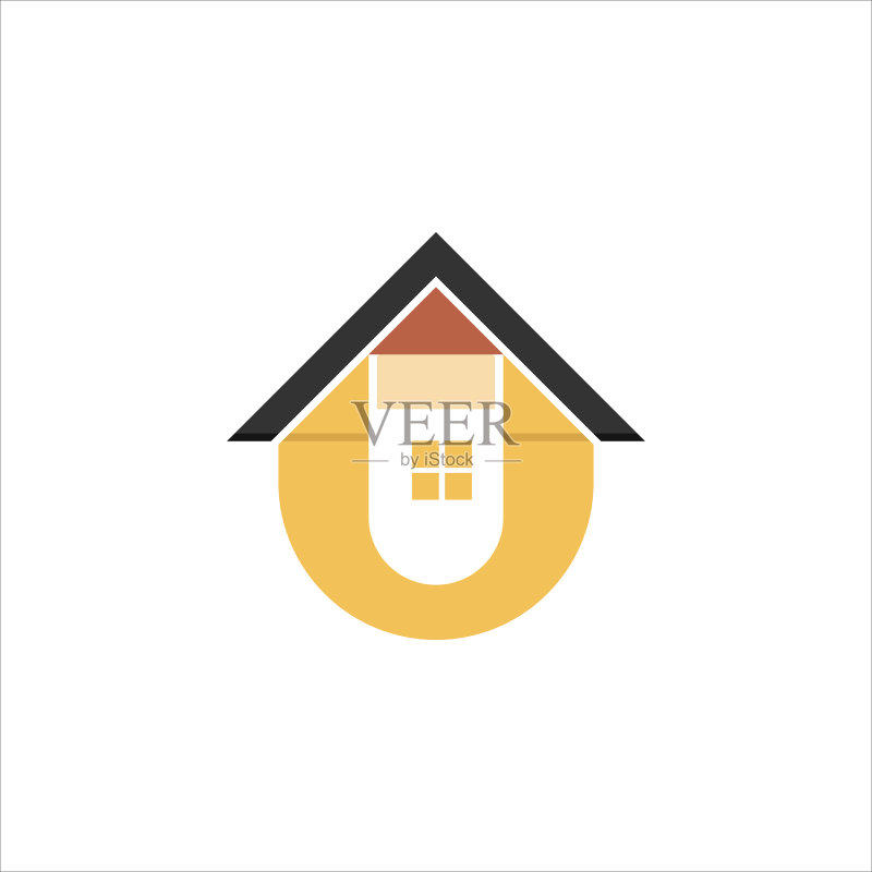 铅笔房子Logo设计图标素材