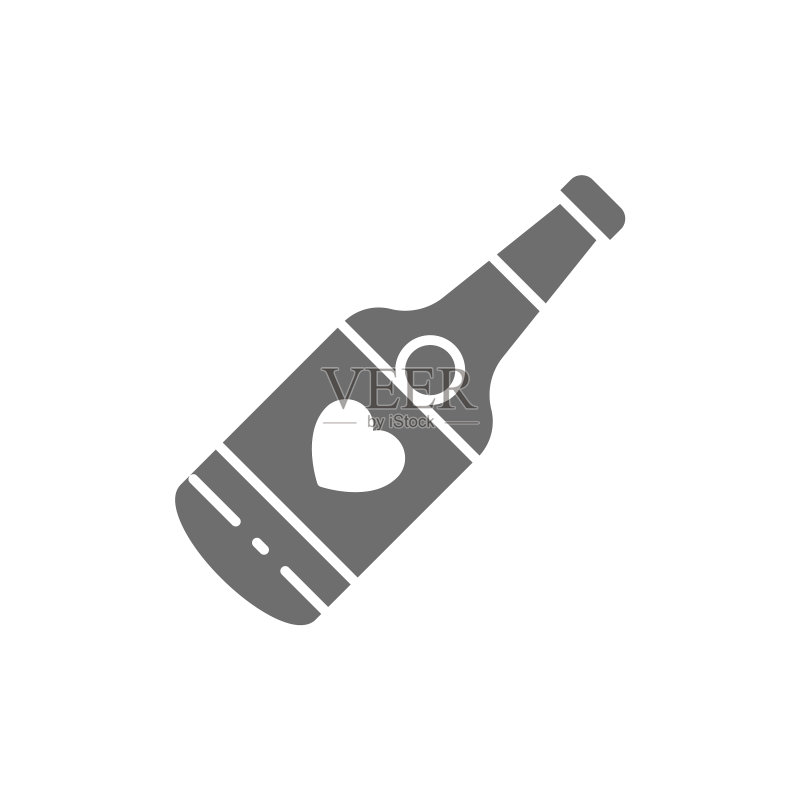 香槟酒瓶婚礼饮品灰色图标图标素材